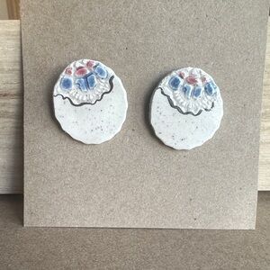 Handcrafted Ceramic Earrings with Floral Design